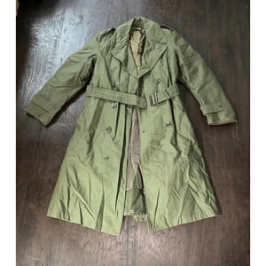Vintage rare Trench Coat 1950s Korean War US army GI overcoat with wool liner BN